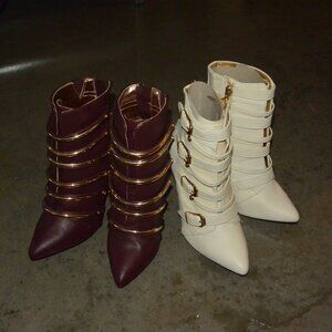 BUNDLE! (Size 6) Heeled Ankle Boots - Dollhouse - Burgundy & White Pairs